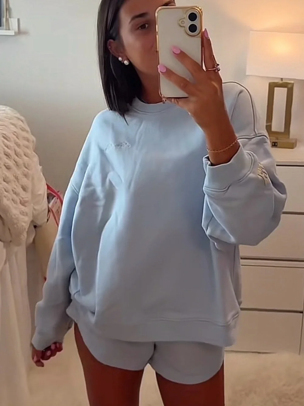 Old Navy Light Blue Oversized Crewneck Sweat Set - Picture 1 of 6